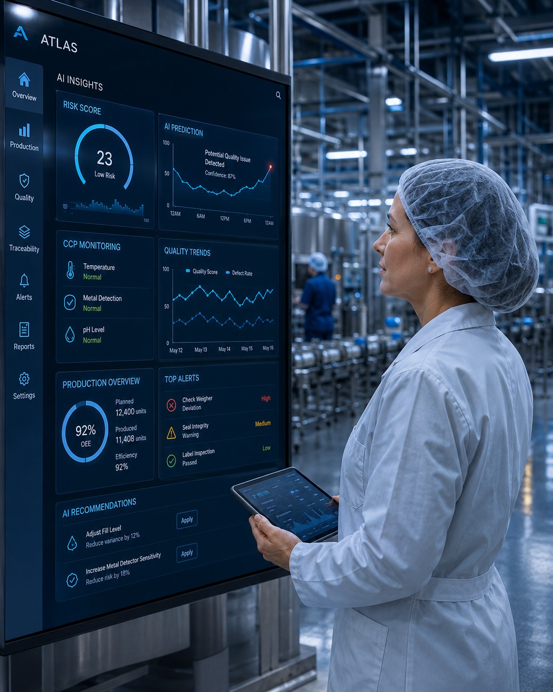 Food processing line with operational data